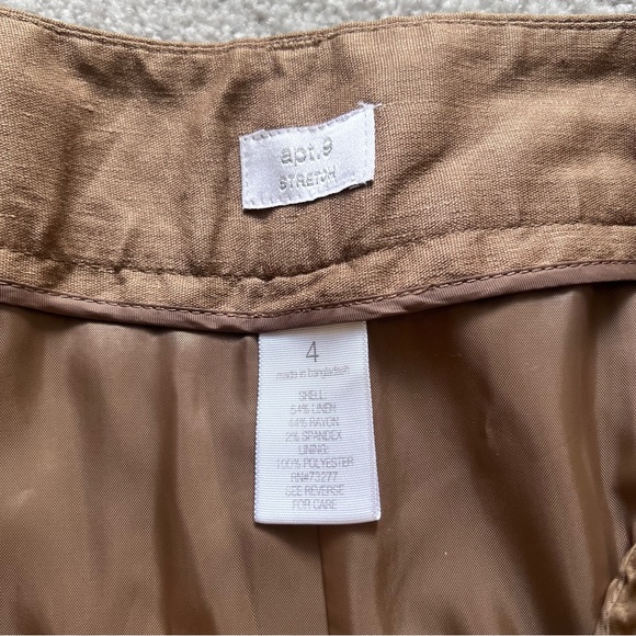 Apt. 9 Brown Linen Stretch Lightweight Trouser Pants - Picture 2 of 3